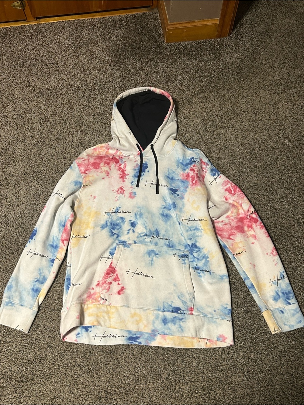 Hollister Men's Tie-Dye Pullover Hoodie - Blue, Pink, Yellow